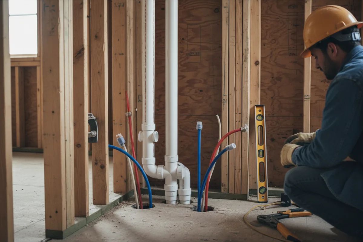 Drain and supply rough-in during Drain Cleaning in Melvin
