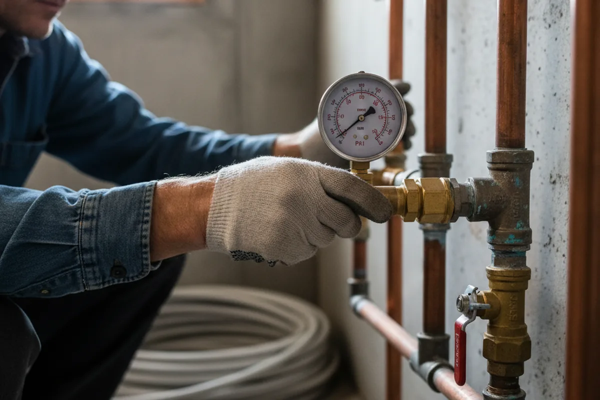 Pressure testing a repaired line during Water Line Repair in Melvin